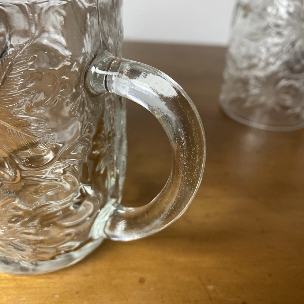 Princess House Fantasia Mugs #516 Poinsettia Holiday Glass 9oz 4" Set Of 3 - Picture 8 of 11